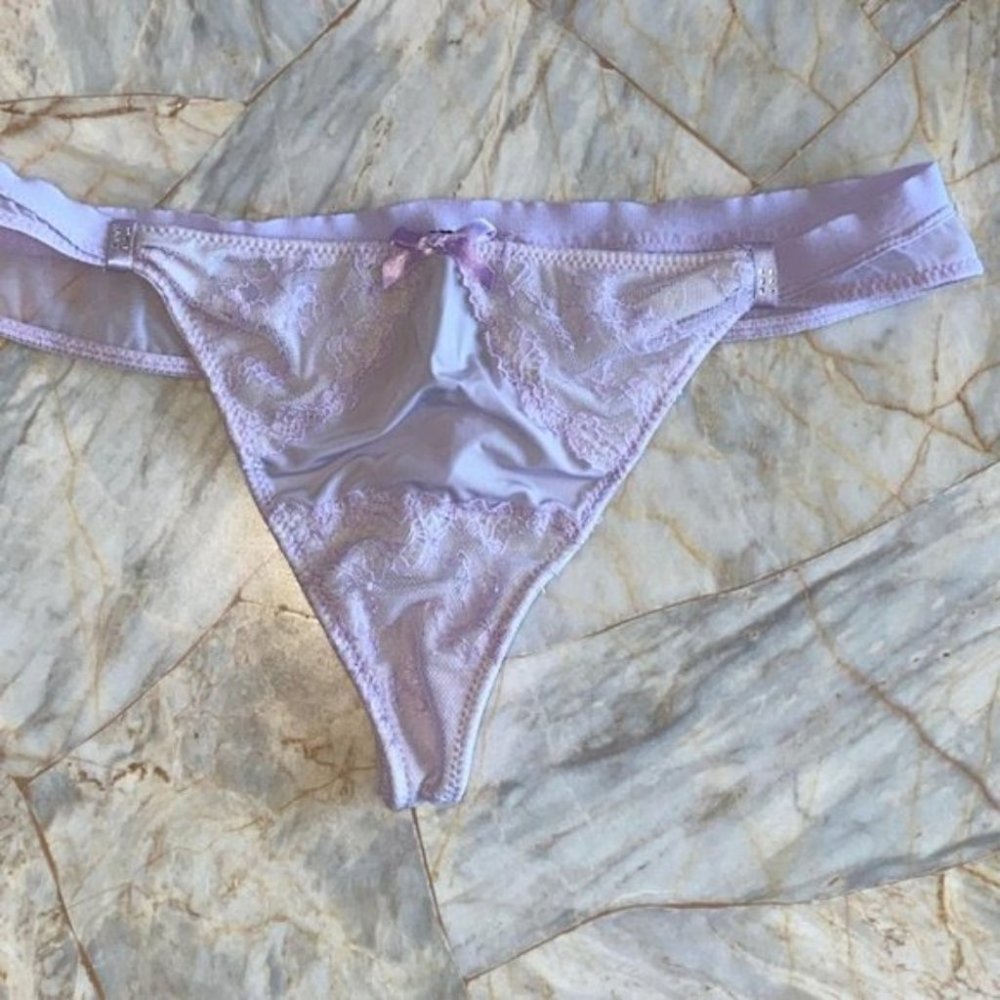 Rare Very Sexy Thong Panty Small Purple Lace Bling